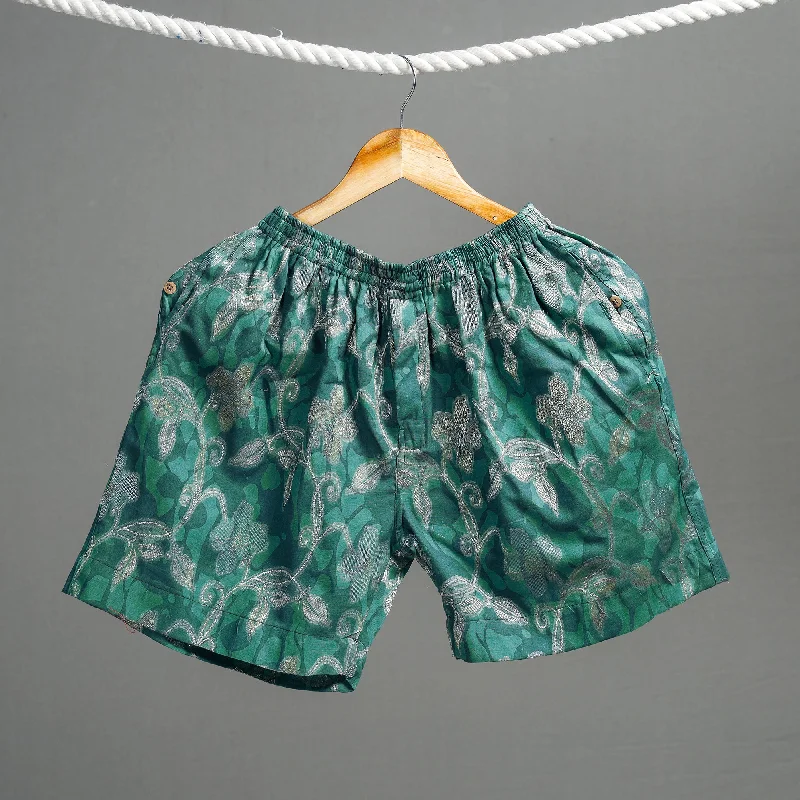 Green - Hand Batik Printed Jacquard Weave Cotton Unisex Boxer/Shorts