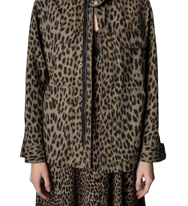 Kayaka Leopard Utility Jacket In Kaki