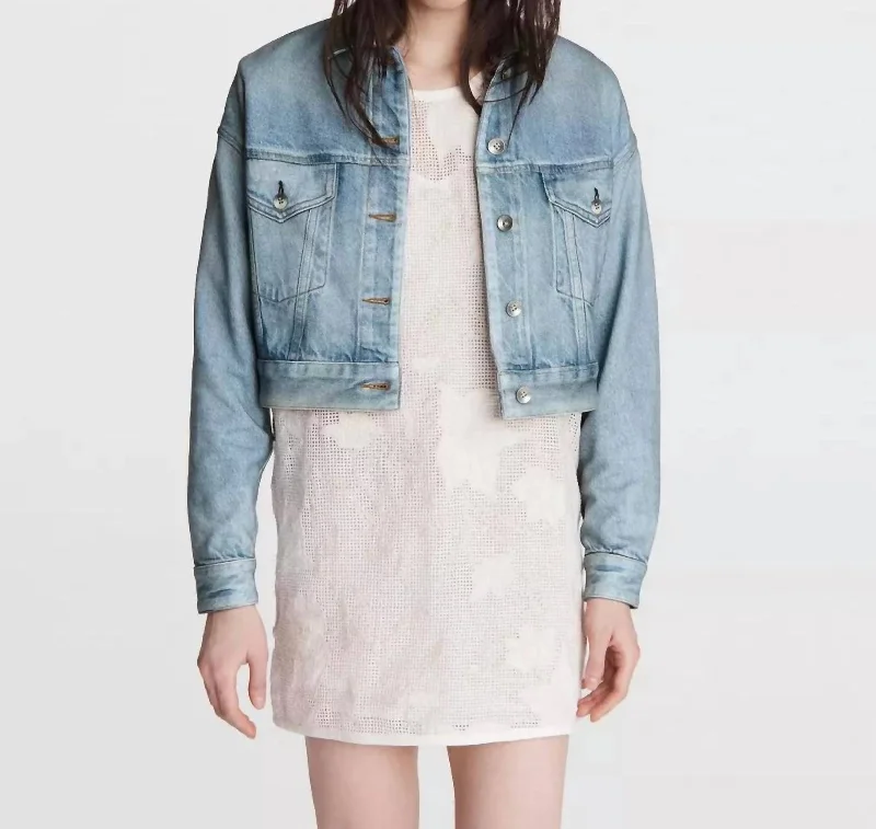 Miramar Cropped Cotton Trucker Jacket In Tulip