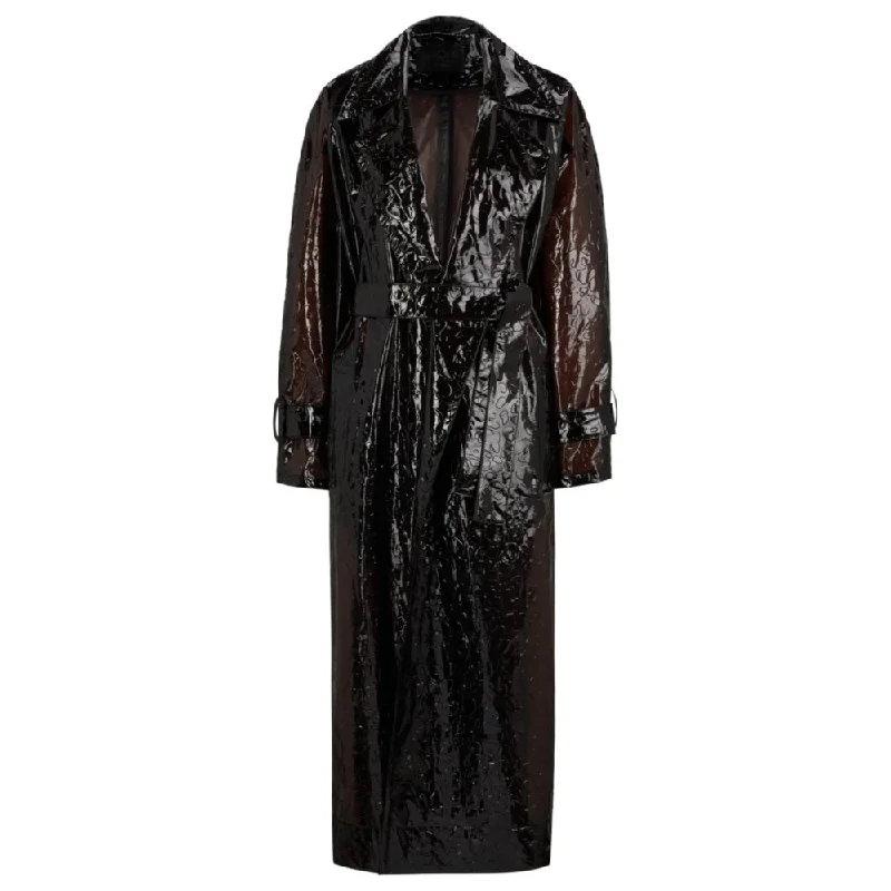 NAOMI x BOSS oversize raincoat with leopard-pattern embossing