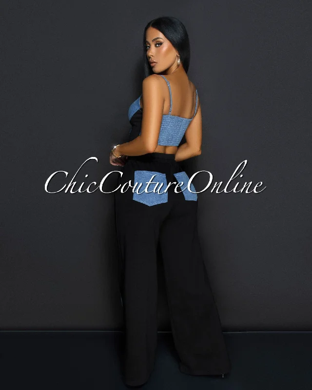 asher-black-denim-bustier-wide-legs-pants-set