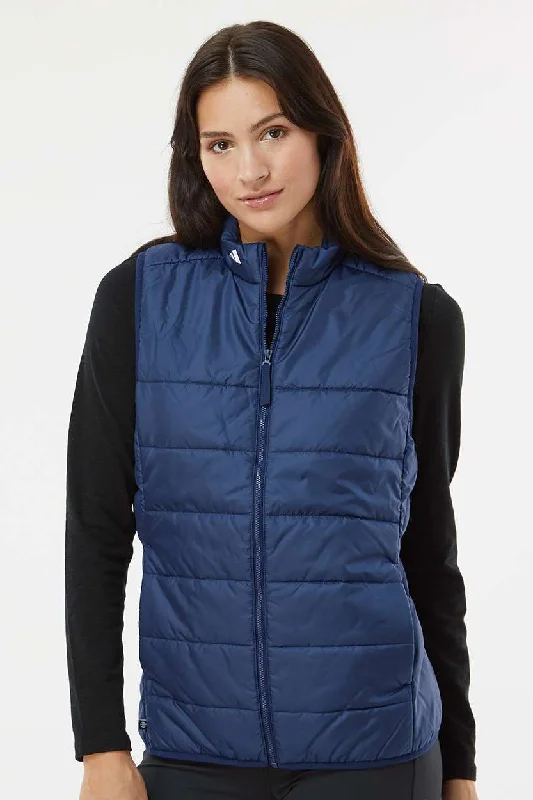 Adidas Womens Full Zip Puffer Vest - Team Navy Blue - NEW