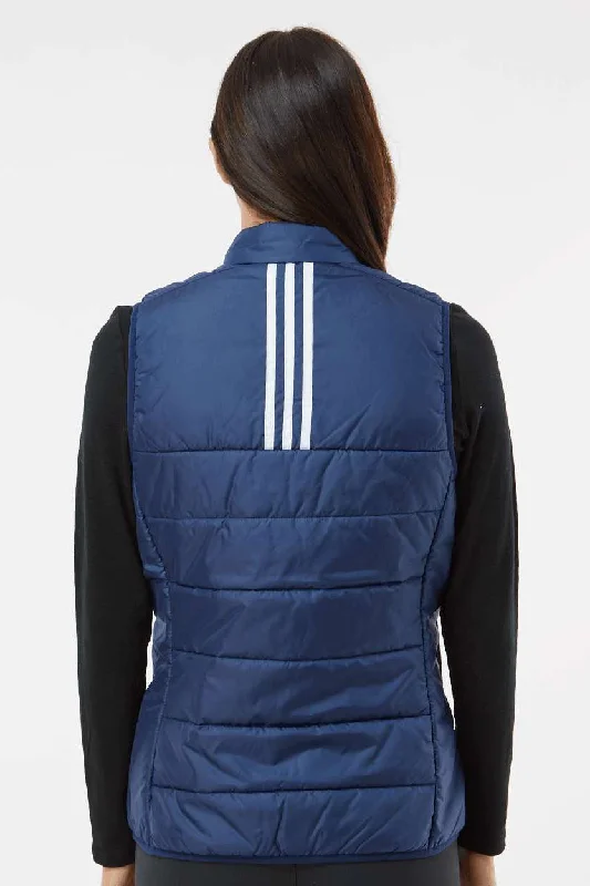 Adidas Womens Full Zip Puffer Vest - Team Navy Blue - NEW