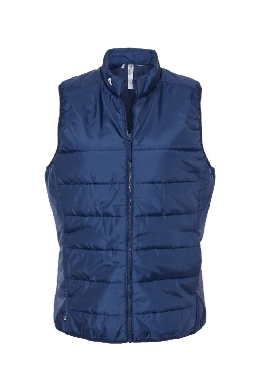 Adidas Womens Full Zip Puffer Vest - Team Navy Blue - NEW