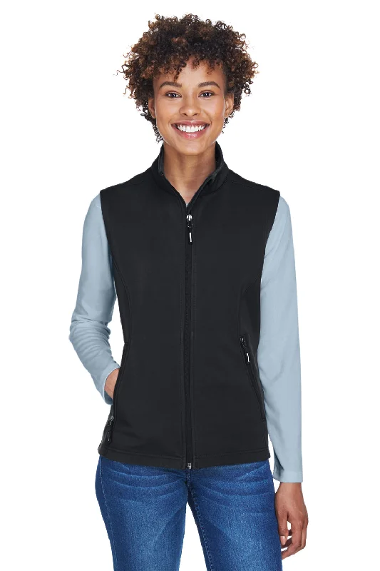 Core 365 Womens Cruise Water Resistant Full Zip Fleece Vest - Black