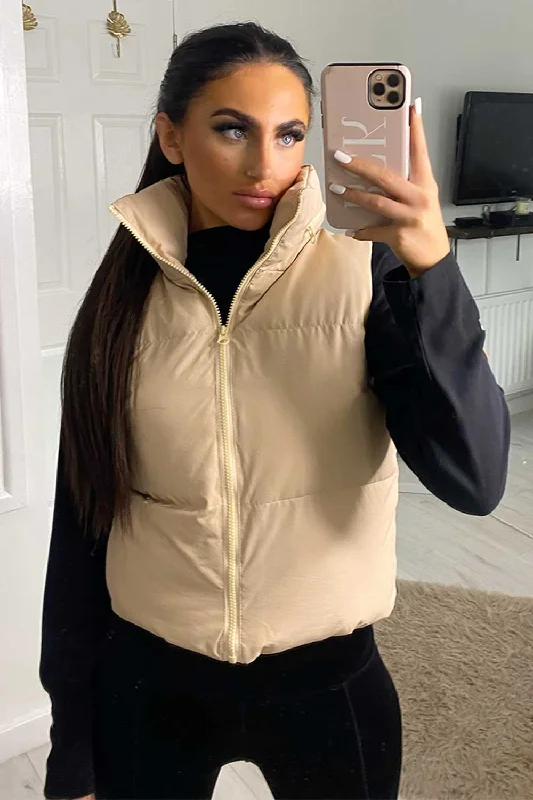 Crop Gilet Bodywarmer Beige