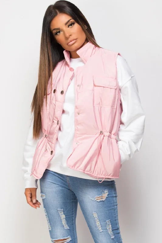 Gilet With Drawstring Waist Pink