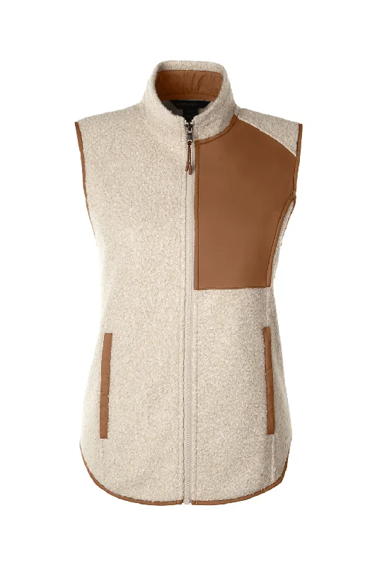 North End Womens Aura Sweater Fleece Full Zip Vest - Heather Oatmeal/Teak