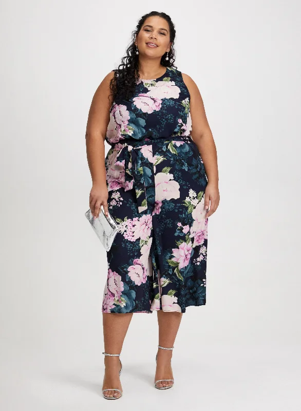 Cropped Floral Jumpsuit