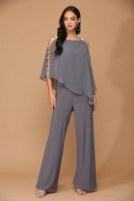 Formal Chiffon Cape Overlay Jumpsuit Sale