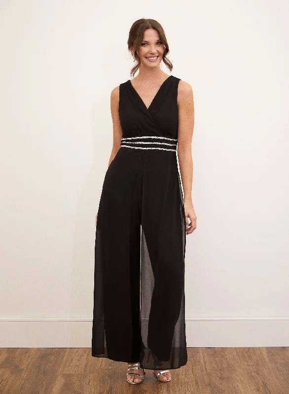 Rhinestone Stripe Detail Jumpsuit