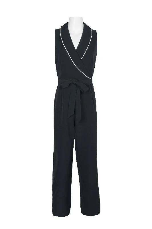 Black/Ivory 10 Tahari Formal Sleeveless Jumpsuit Sale