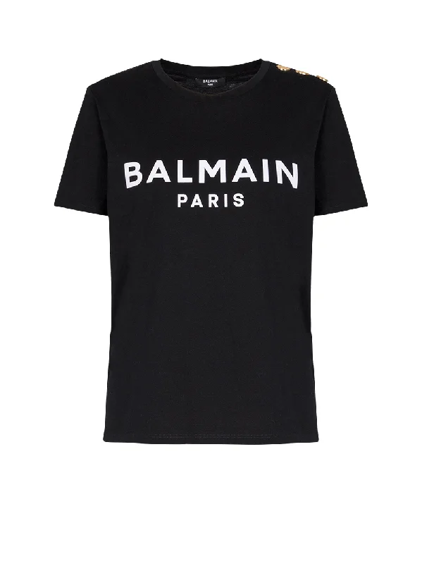 3 Button Balmain Print T-Shirt