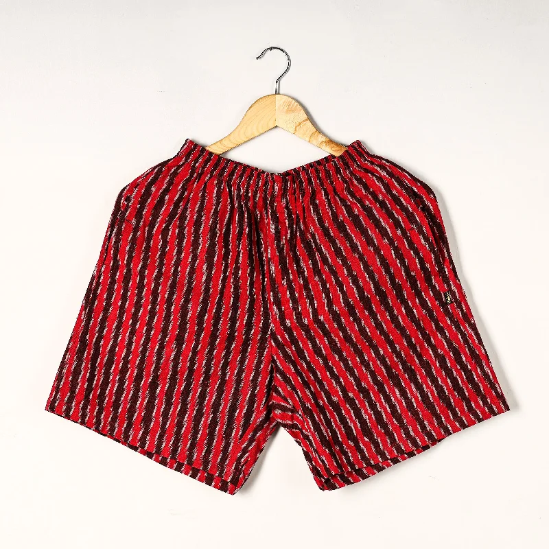 Red - Pochampally Ikat Cotton Unisex Boxer/Shorts