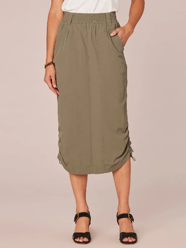 ""Ab""solution Skyrise Pull On Curved Ruched Hem Utility Skirt