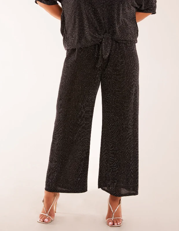 Sparkly Elasticated Waist Wide Leg Trousers