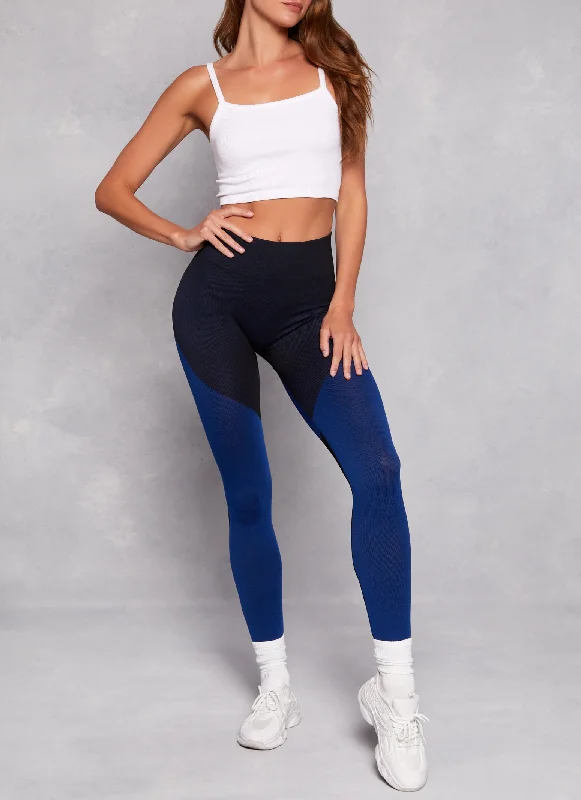 Ribbed Color Block High Waist Leggings