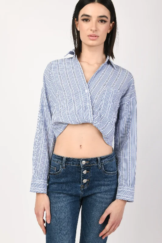 Camicia crop a righe