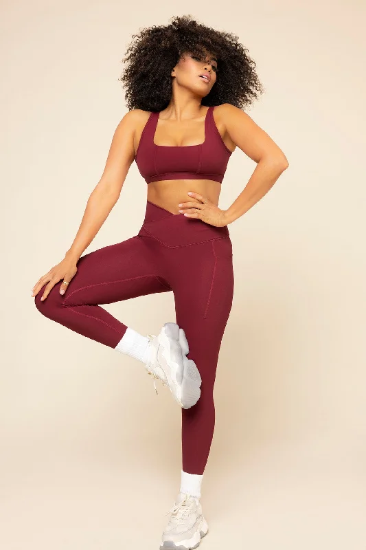 Crisscross Hourglass® Leggings with Pockets - Crimson