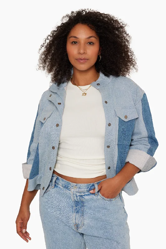 DENIM TWO TONED DENIM JACKET - LIGHT VINTAGE WASH