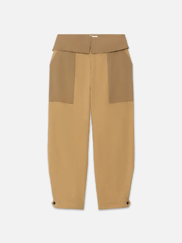 Foldover Trouser -- Light Tan Multi