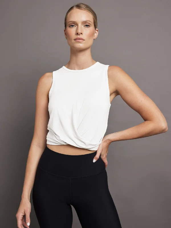 Front Twist Tank - White