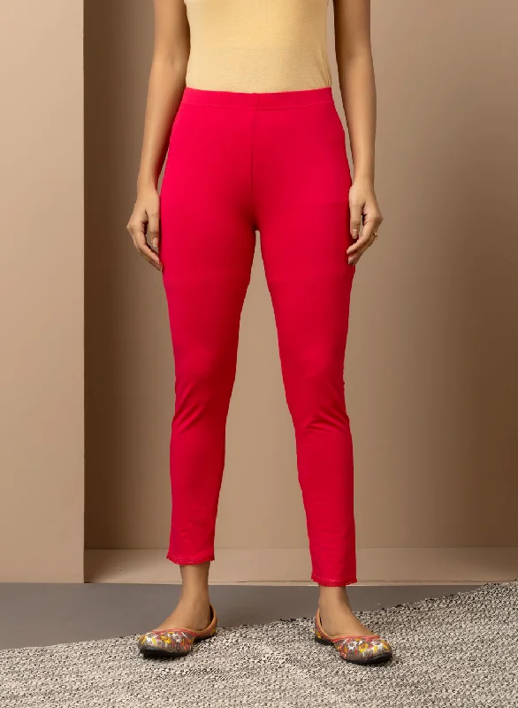 Fuchsia Ankle Length Plain Legging