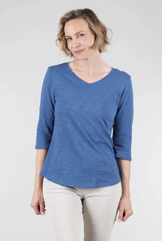 Cotton Pebble Elbow Tee, Twilight Blue