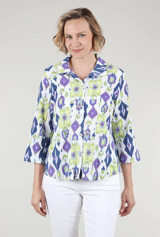 Ikat Mix Retro Swing Shirt, Garden