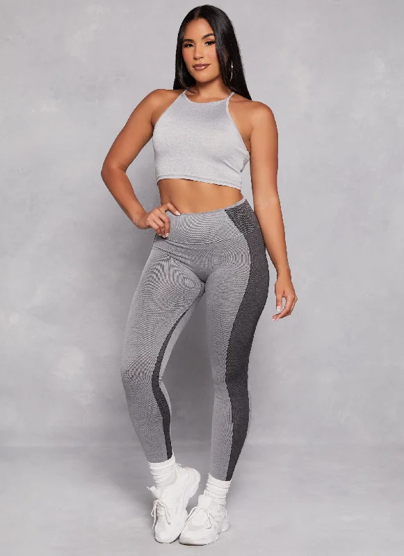 Seamless Striped Detail High Waist Leggings