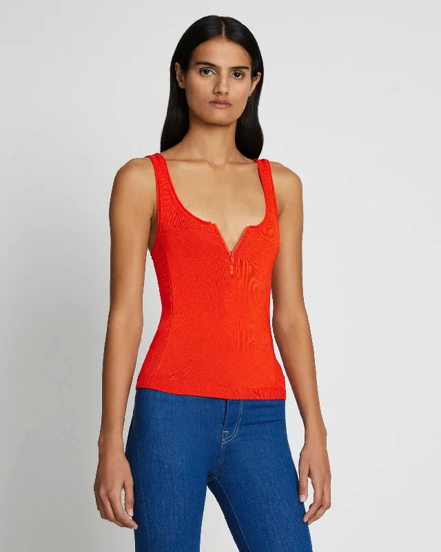 High Shine Quarter Zip Ribbed Tank in Koi