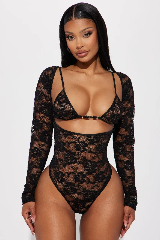 In Control Lace Bodysuit - Black