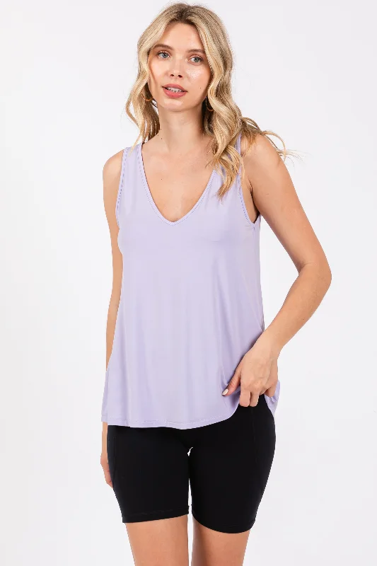 lavender-v-neck-maternity-tank-top