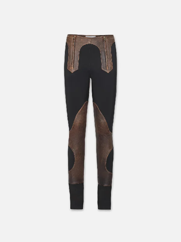 Leather Combo Pant -- Black Multi