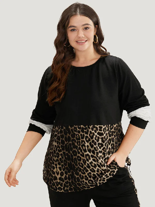 Leopard Patchwork Contrast T-shirt