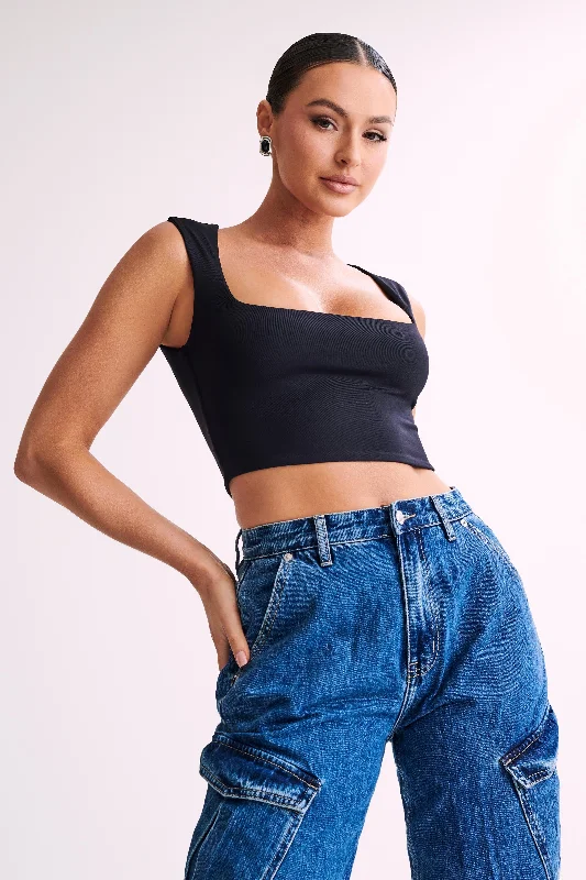 linley-recycled-nylon-cropped-top-black