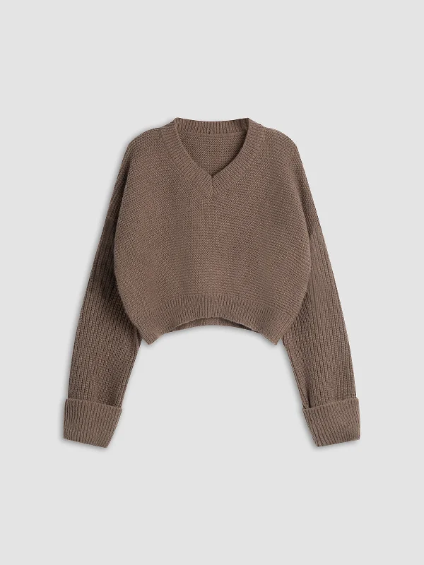 Minimalism V Neck Pullover Sweater