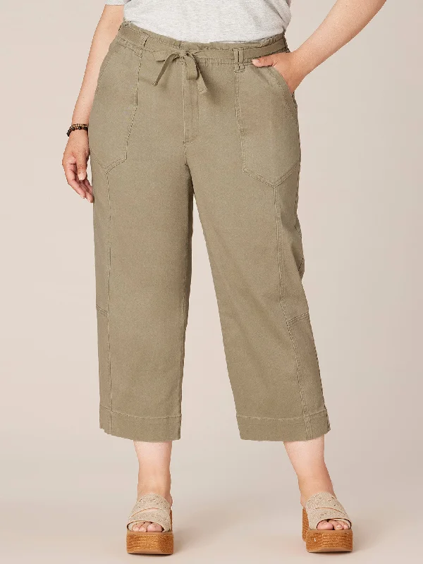 Plus Size ""Ab""solution Relaxed Straight Leg Pant with Paper Bag Waist