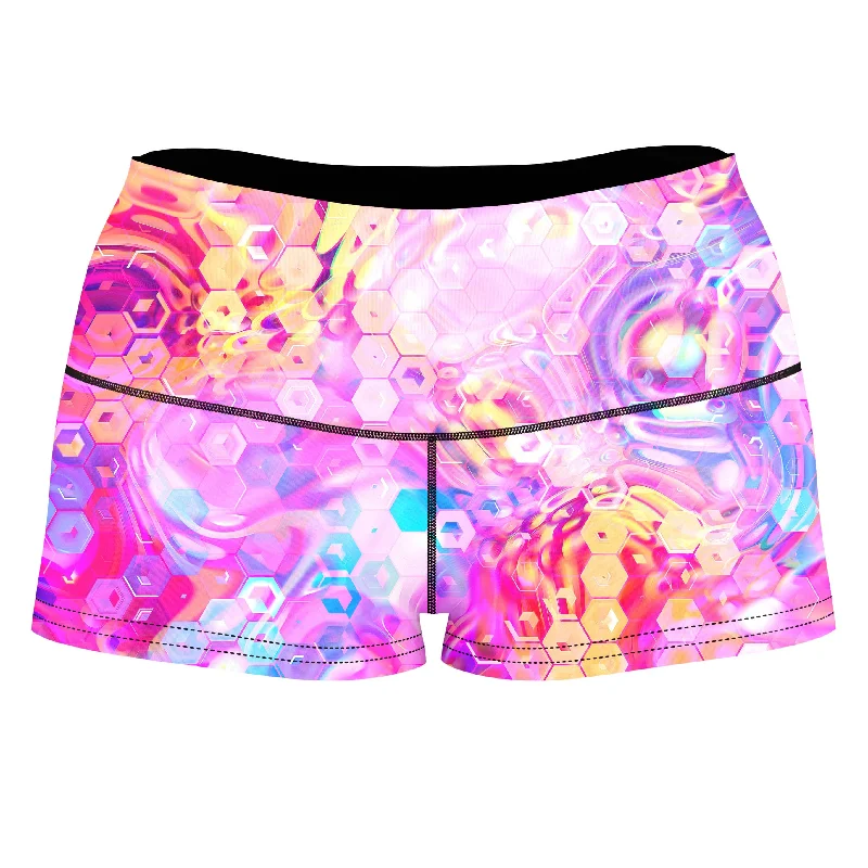 Purple Mirage High-Waisted Women's Shorts