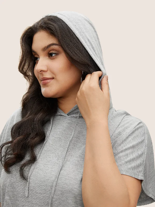 solid-batwing-sleeve-drawstring-hooded-t-shirt