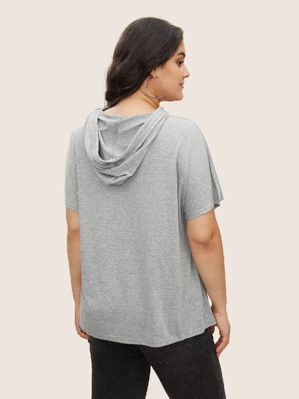 solid-batwing-sleeve-drawstring-hooded-t-shirt