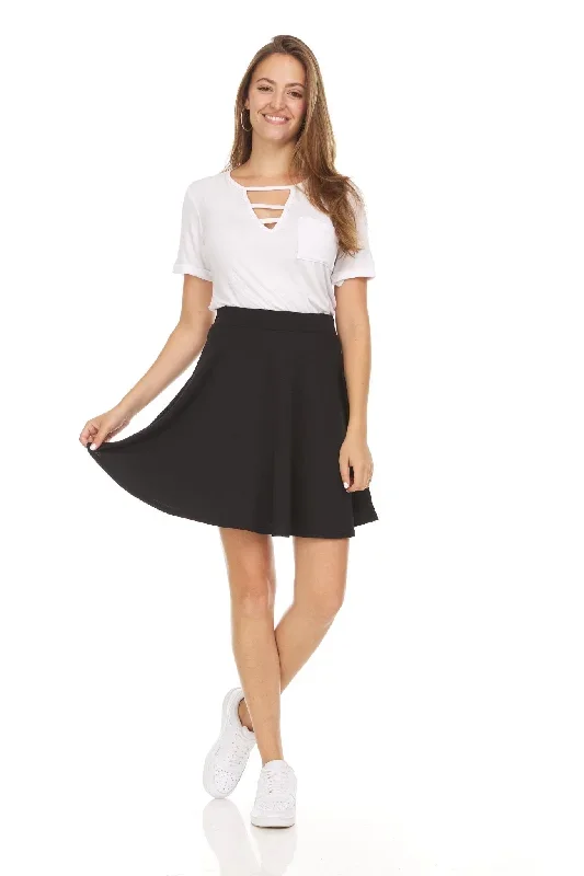 Solid Flared Skater Skirt