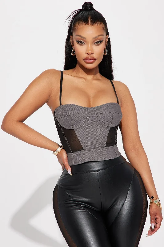 Suited Up Corset Top - Grey/Black