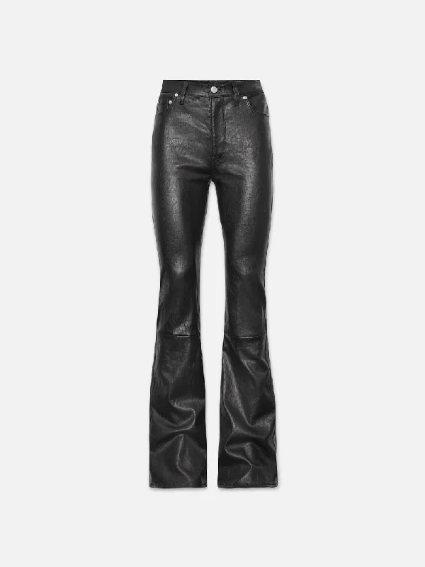 The Slim Stacked Leather Pant -- Black