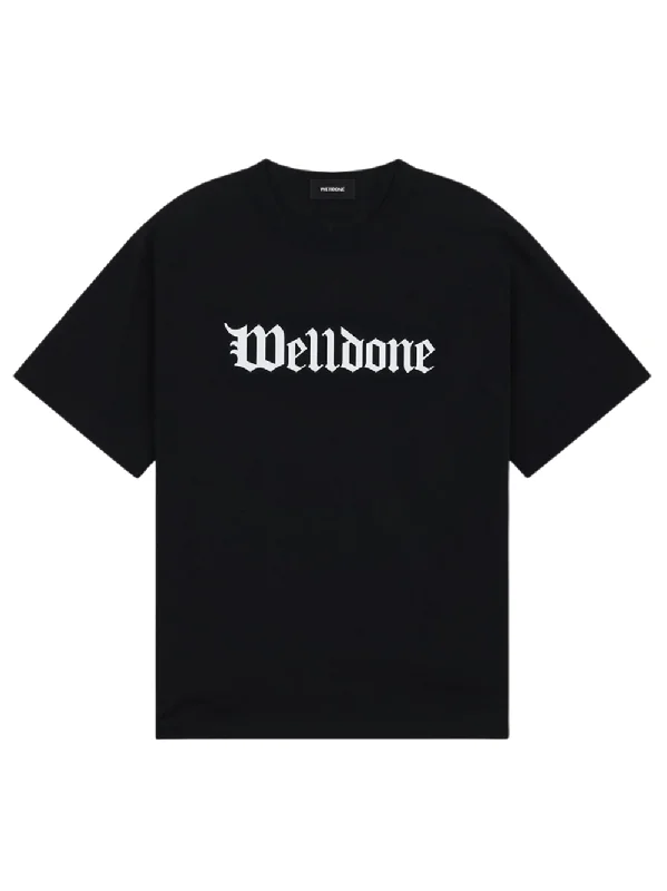 Black Gothic Logo Print T-Shirt