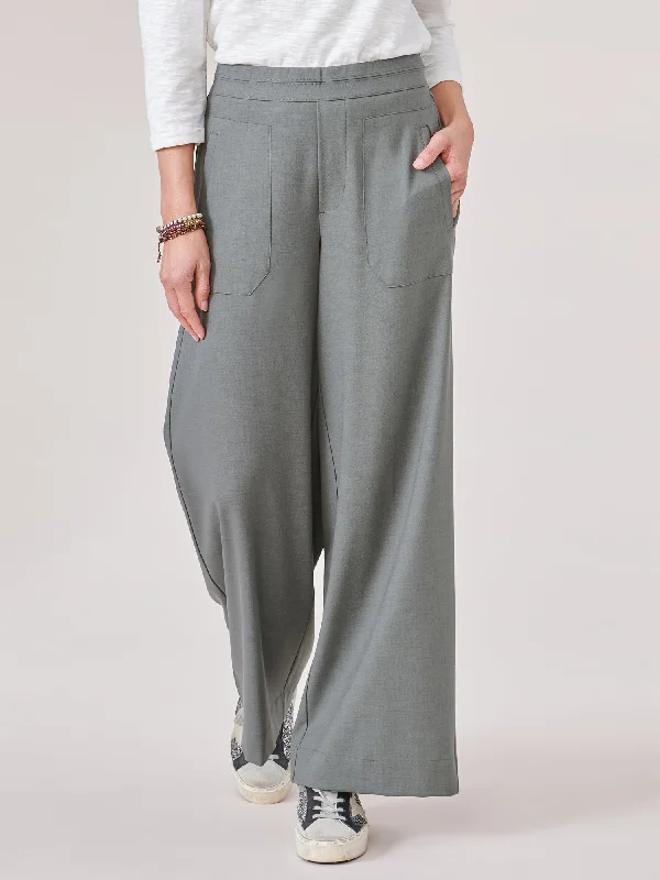 High Rise Utility Pocket Pull On Palazzo Pants